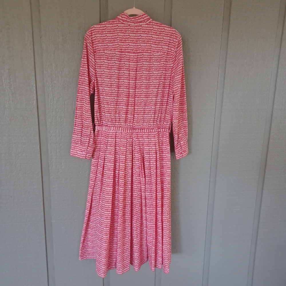 Tucker Allyson Midi Dress Size L Women Preppy In Raspberry Sound Organic Poplin - Picture 3 of 13